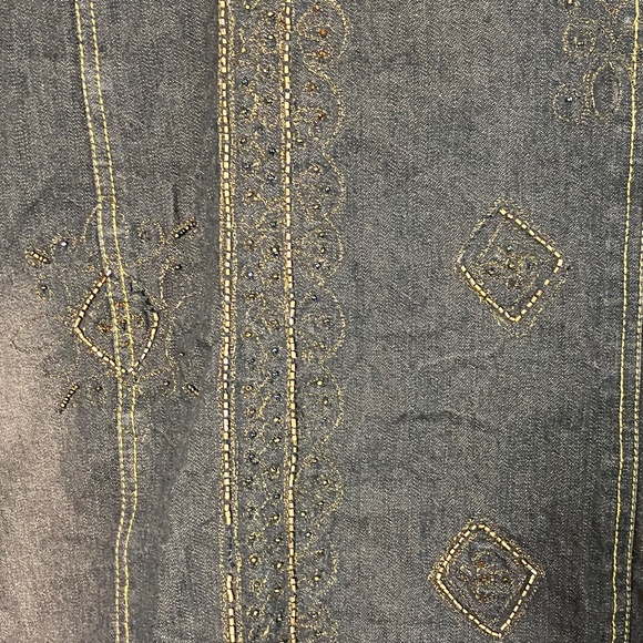 Laura Ashley Embellished Denim Jean Jacket- Small Petite - Picture 8 of 15